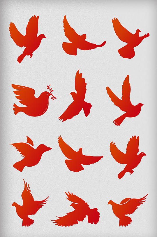 矢量红色渐变和平鸽元素