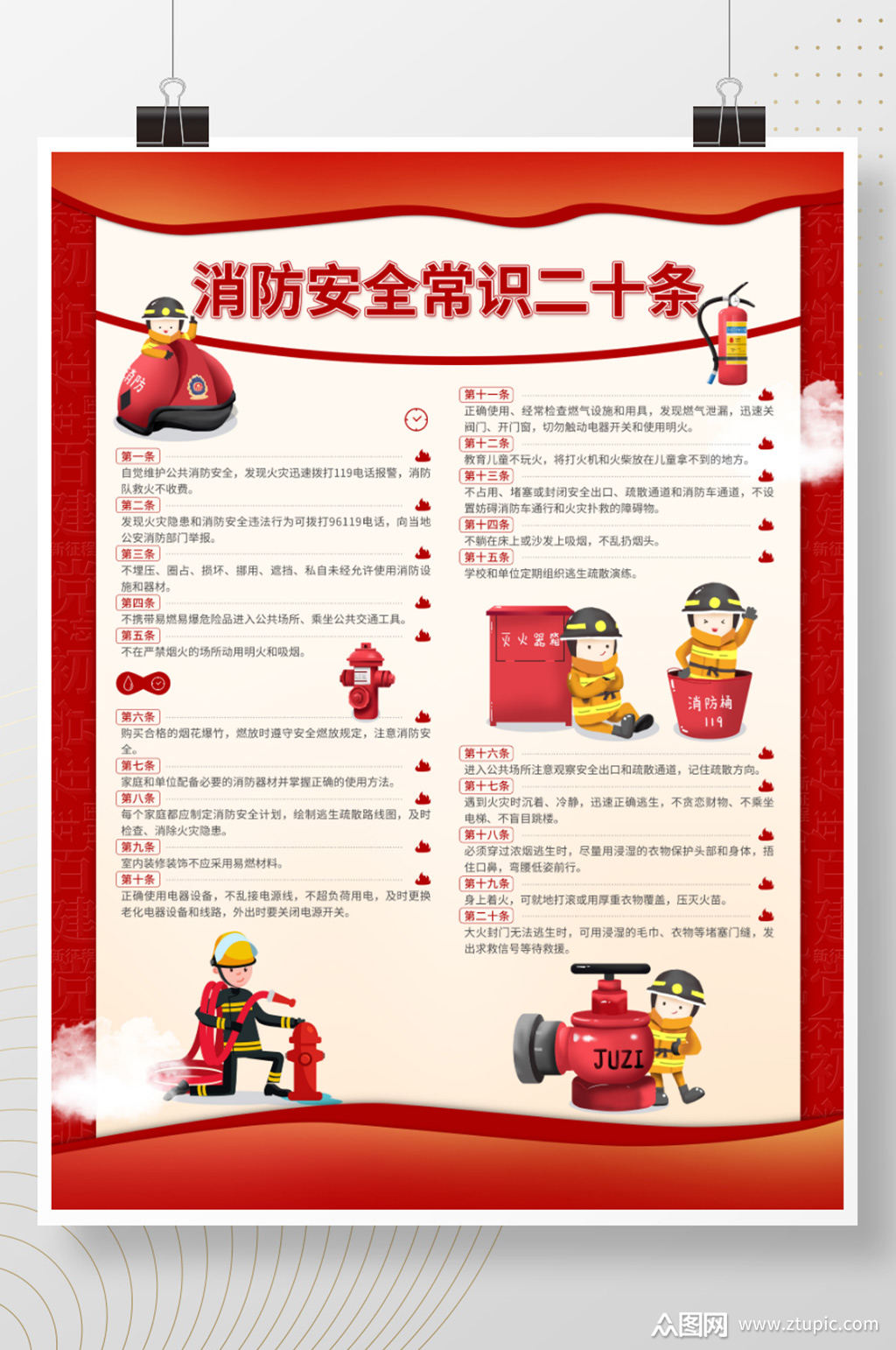 消防安全常识二十条宣传海报素材