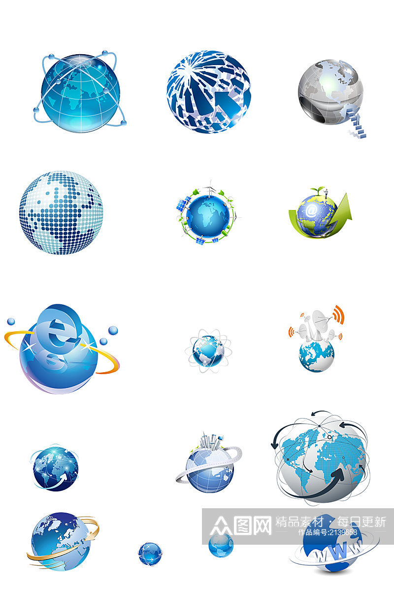科技商务蓝色矢量地球元素图片素材素材