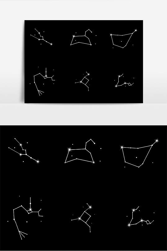 质感线条矢量十二星座图案模板