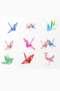 手绘彩色折纸动物