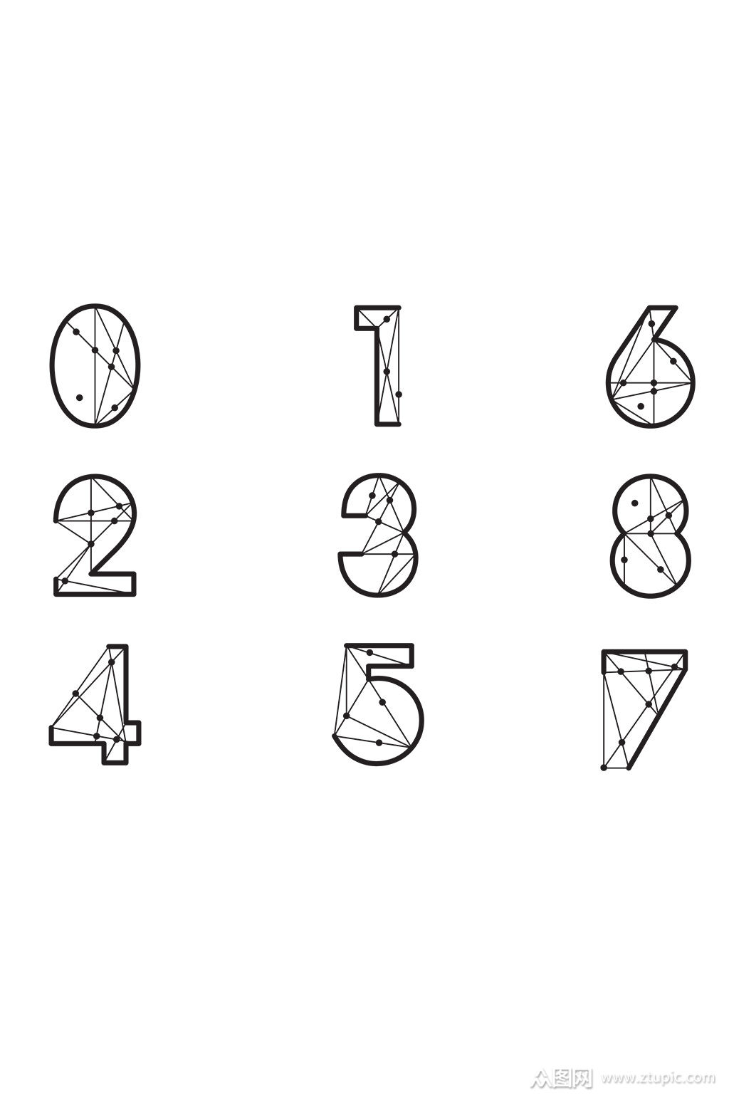 创意点线组合数字设计素材