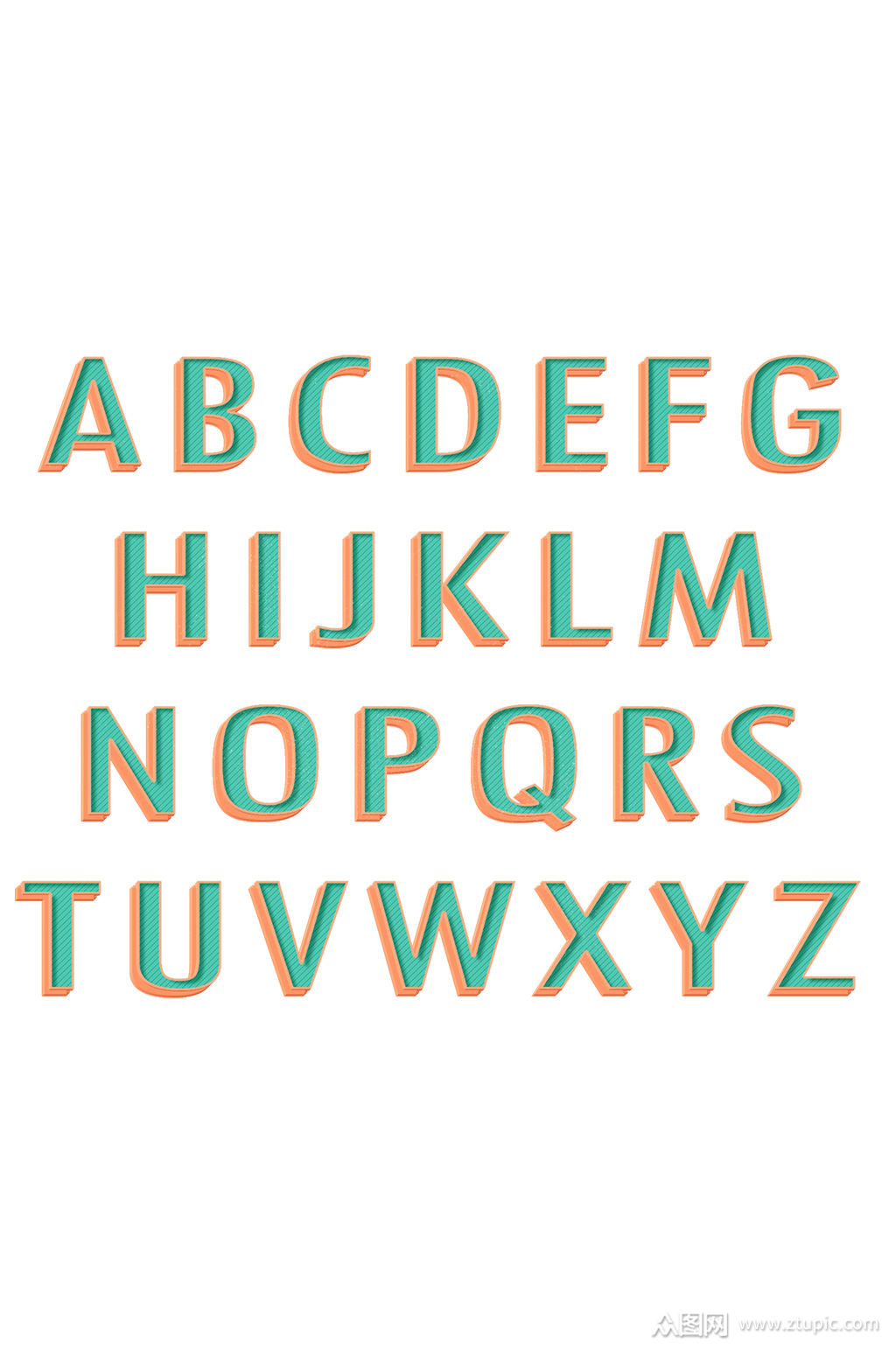 清新立体英文字母素材