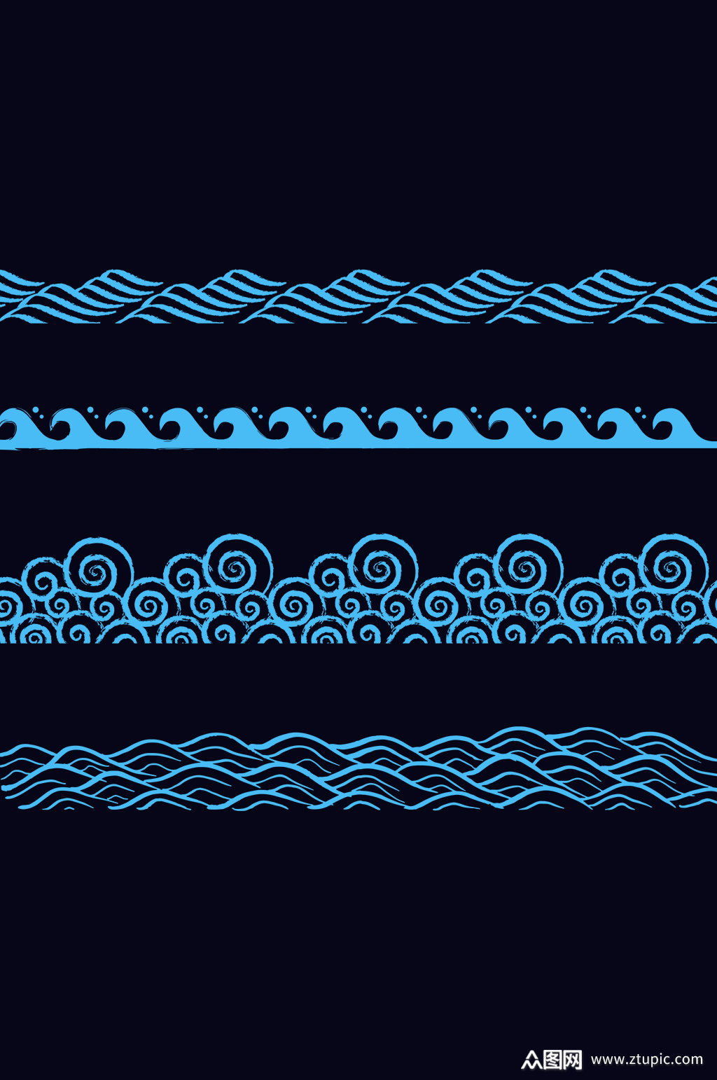 海浪纹祥云纹风水墨云纹波浪纹免扣素材模板下载-编号2235010-众图网