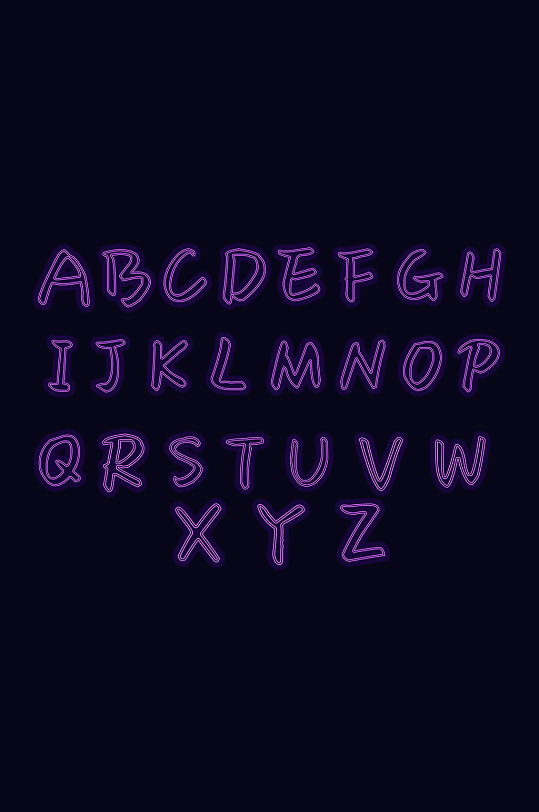 紫色镂空字母光效组合
