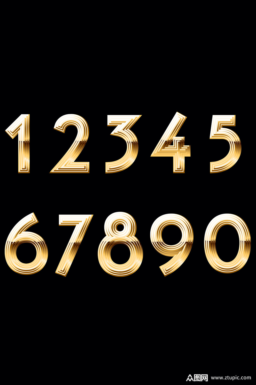 倒计时金色数字立体层次效果元素素材
