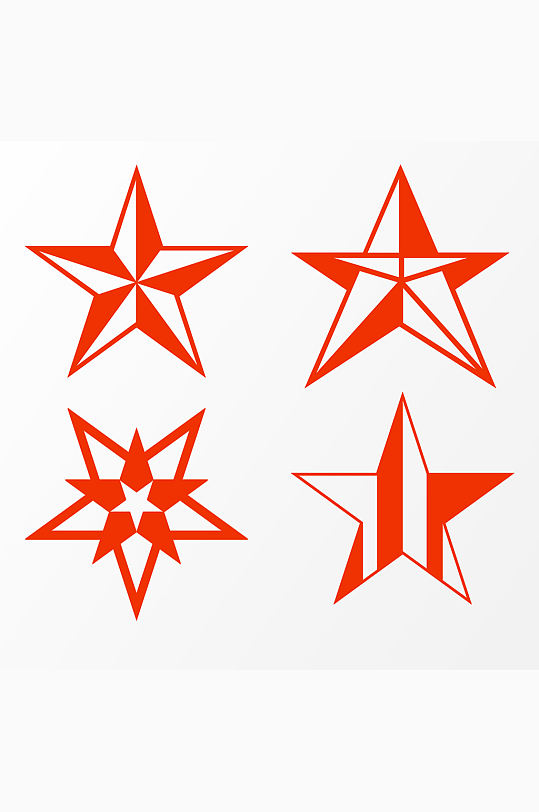 中国红色几何五角星