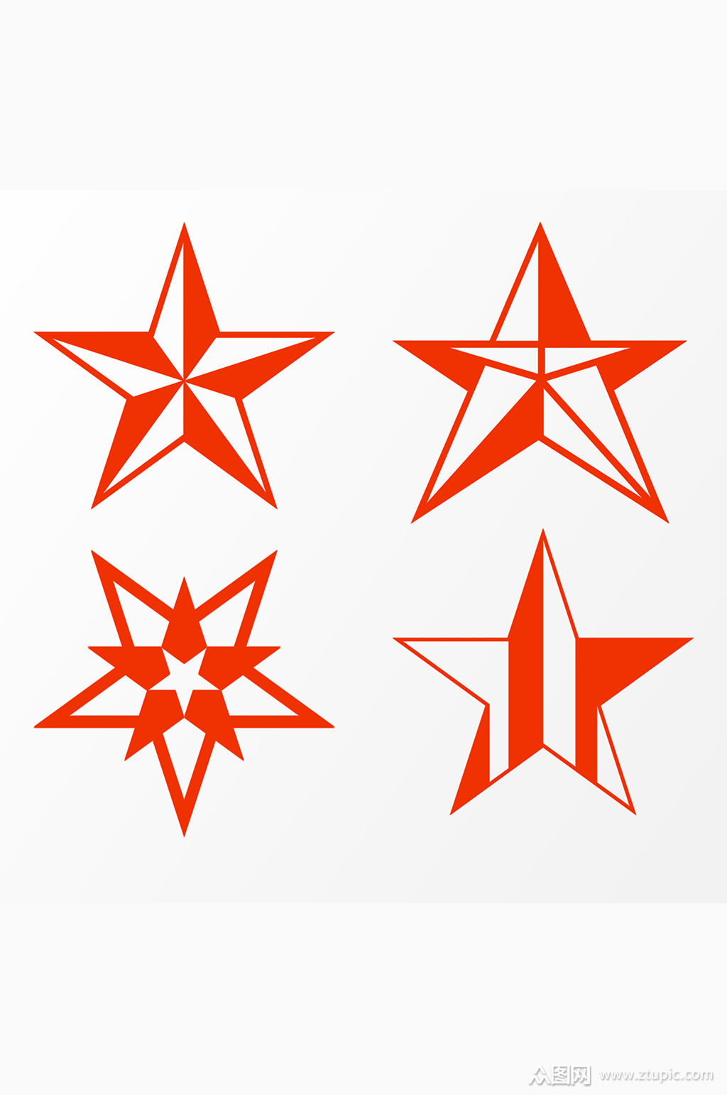 中国红色几何五角星