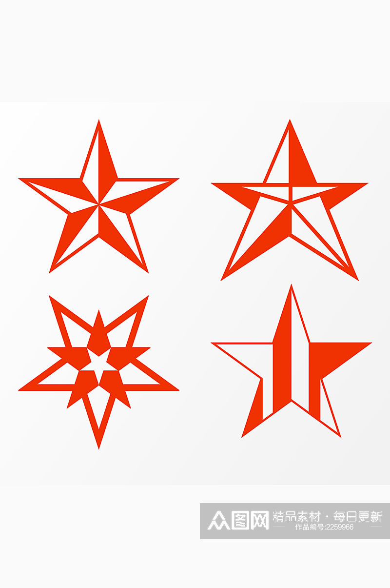中国红色几何五角星素材
