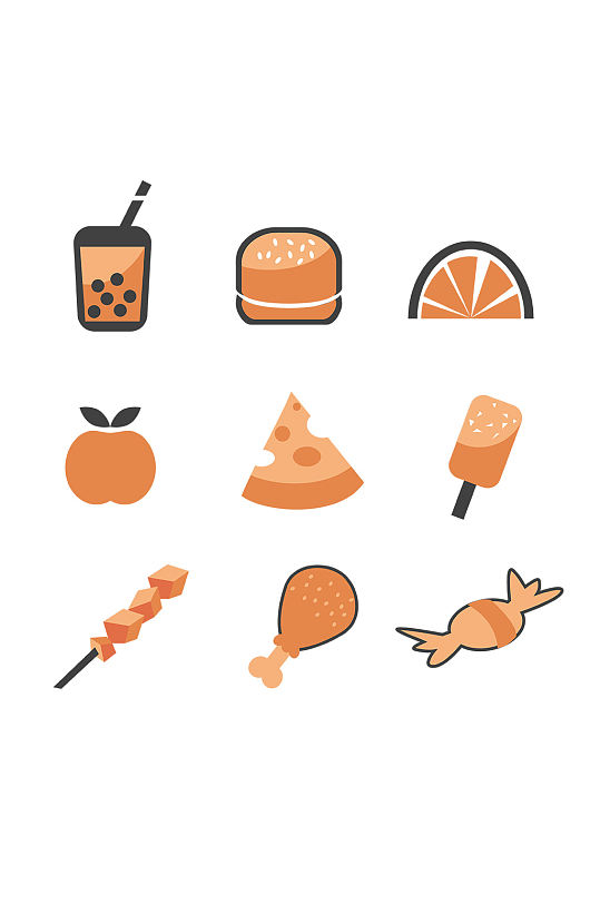 秋天食物单色图标套图