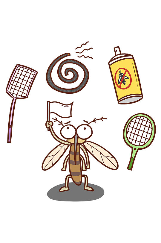 卡通手绘蚊子叮咬防蚊驱蚊健康宣传