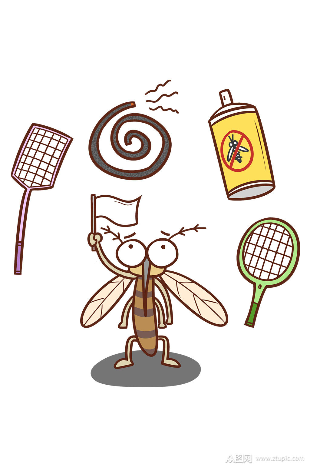 卡通手绘蚊子叮咬防蚊驱蚊健康宣传素材
