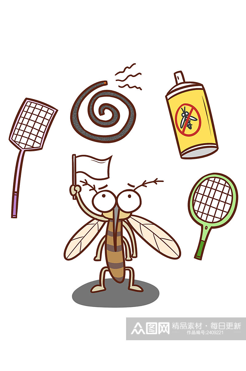 卡通手绘蚊子叮咬防蚊驱蚊健康宣传素材
