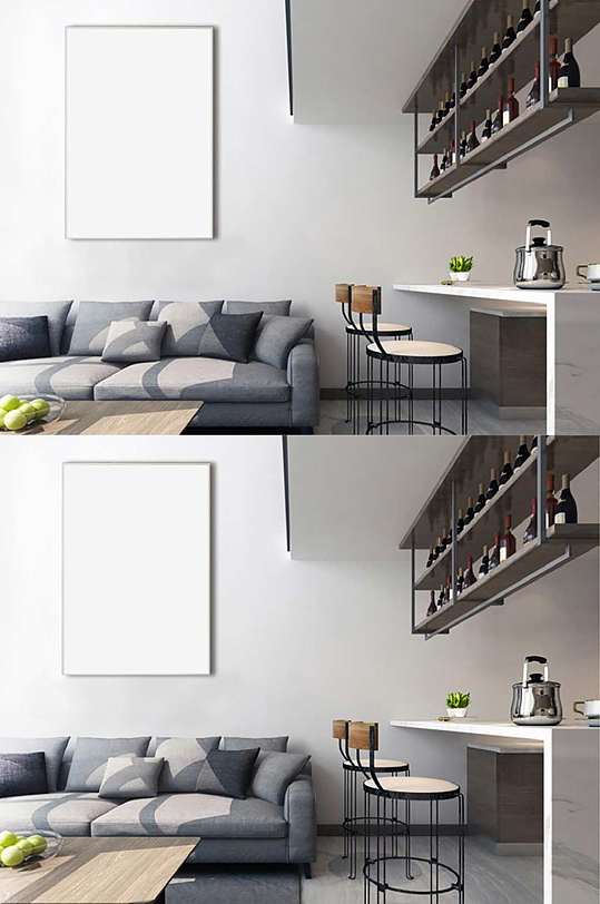 餐厅装饰模板画框模型展示白色简洁风格样机