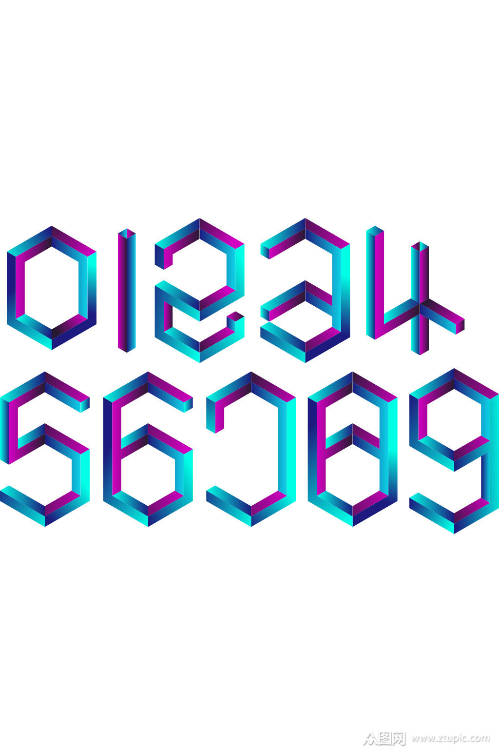 阿拉伯数字纪念碑谷字体25d