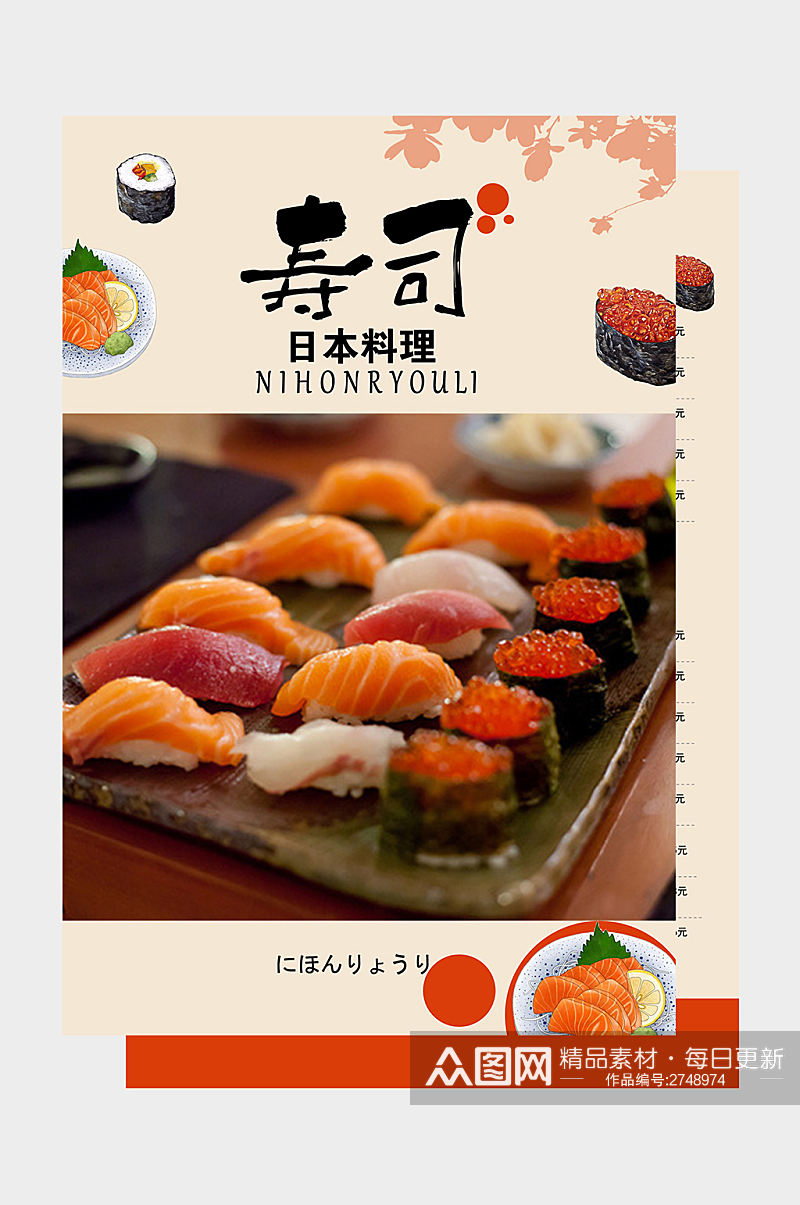 创意寿司菜单模板设计素材
