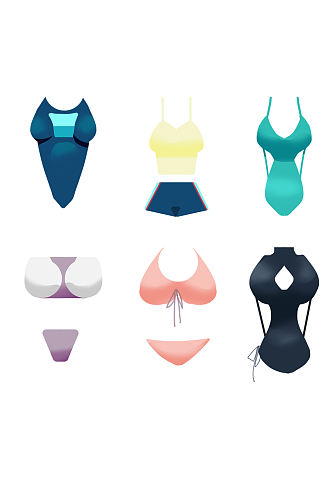 日本夏季女性泳衣简约色块元素