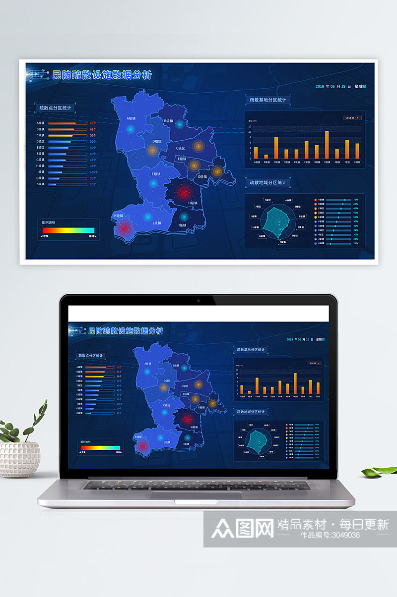 UI设计web民防疏散大数据分析界面素材