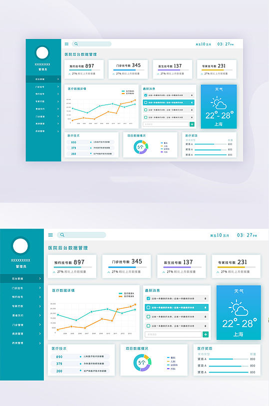 医疗项目数据管理可视化后台系统网页界面 UI后台界面