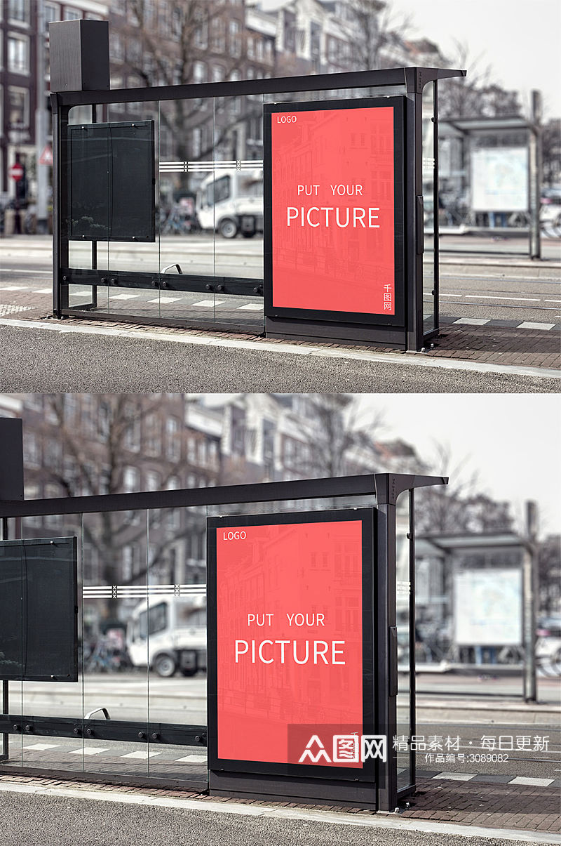 公交站牌宣传牌海报展示图样机素材
