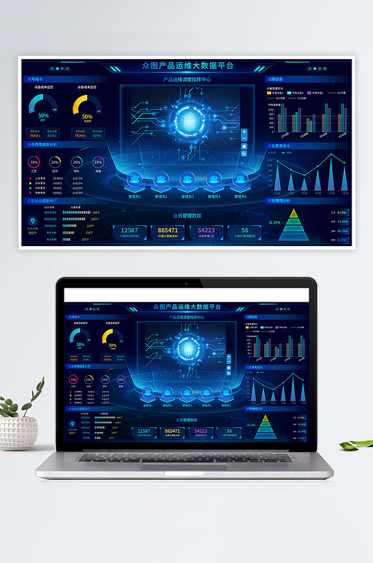 UI设计蓝色科技设备产品运维web可视化