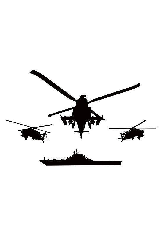 直升飞机剪影元素