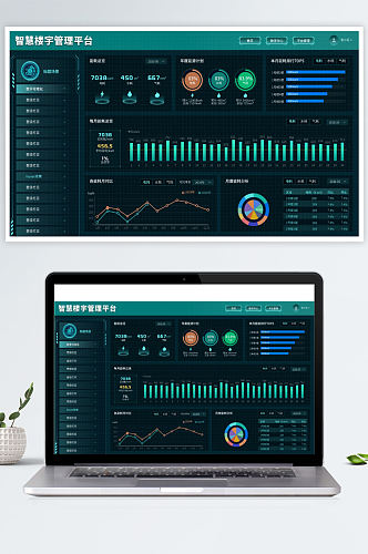 大数据可视化智慧园区后台管理UI数字首页 UI后台界面