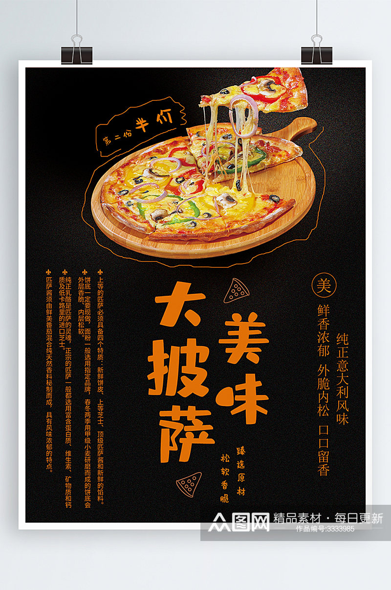厨师披萨海报背景图片素材