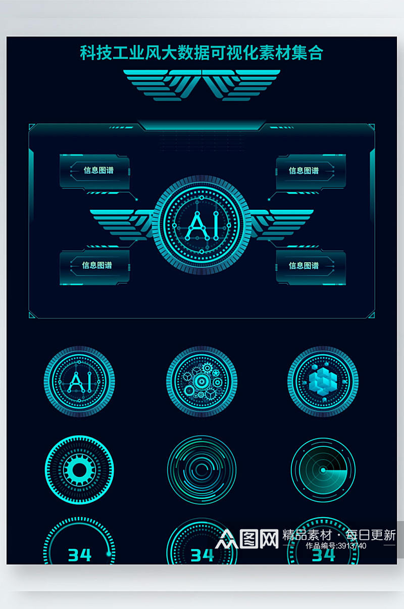 科技工业风大数据可视化素材集合素材