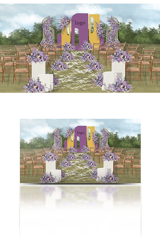 户外梦幻紫色创意现代婚礼效果图-众图网