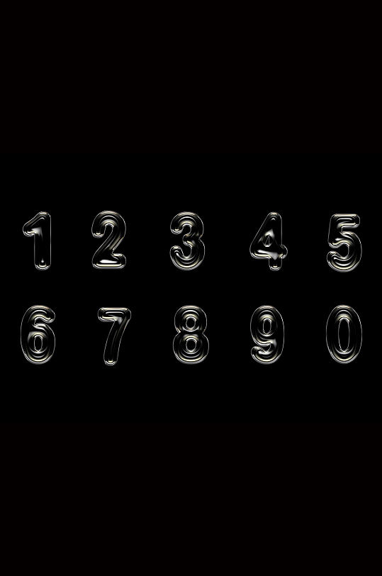 透明玻璃数字装饰元素