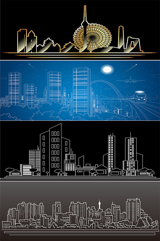 线条城市地产商背景-众图网