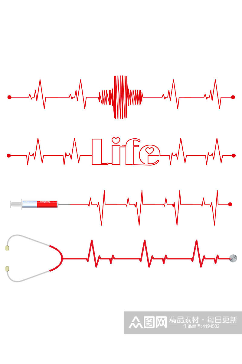 红色心电图调动线素材