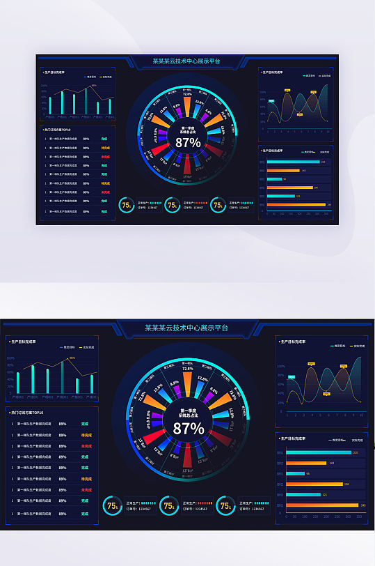 数据可视化暗色科技风格网页数据大屏图