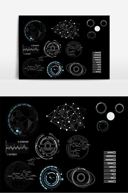 矢量hud科技线条统计图案