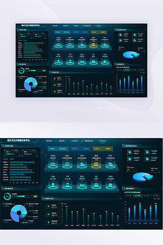 青蓝医院金融数据可视化大屏ui网页界面