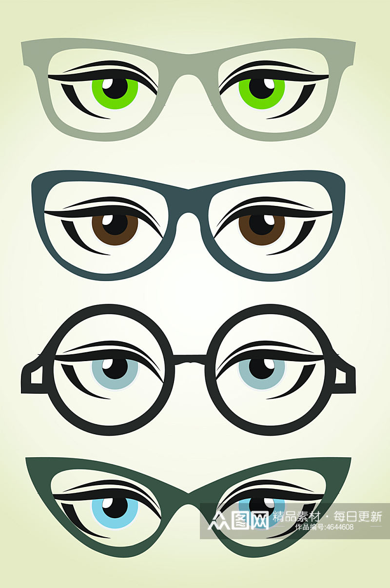 戴眼镜的眼睛矢量图素材