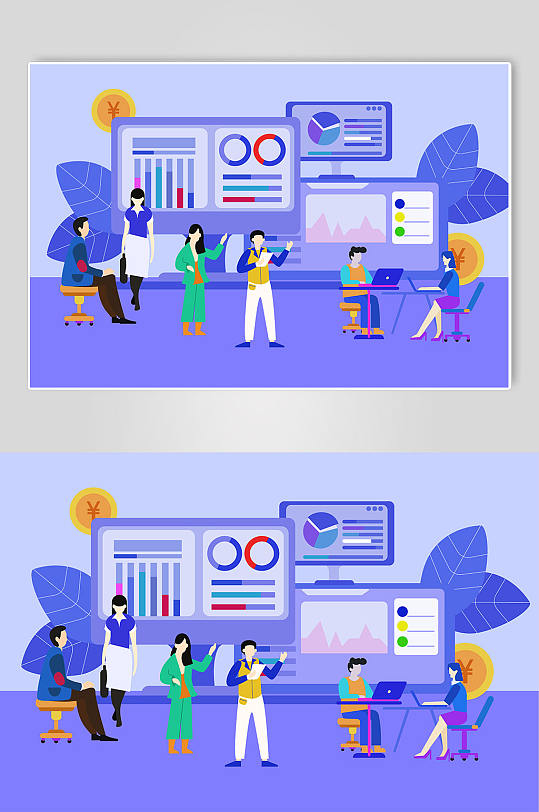 企业扁平化风格商务人物插画-众图网