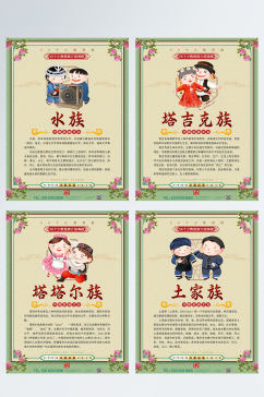 水族古风中国风56个少数民族介绍海报
