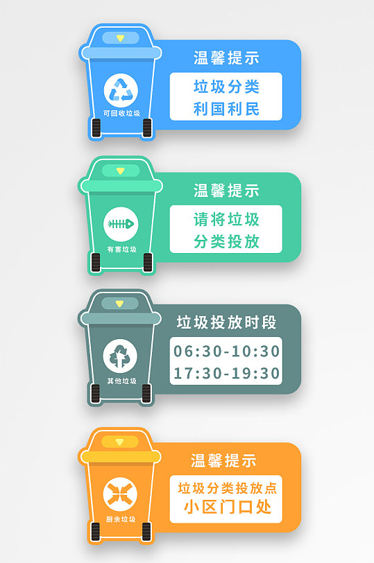 小清新垃圾分類導視標識牌提示牌