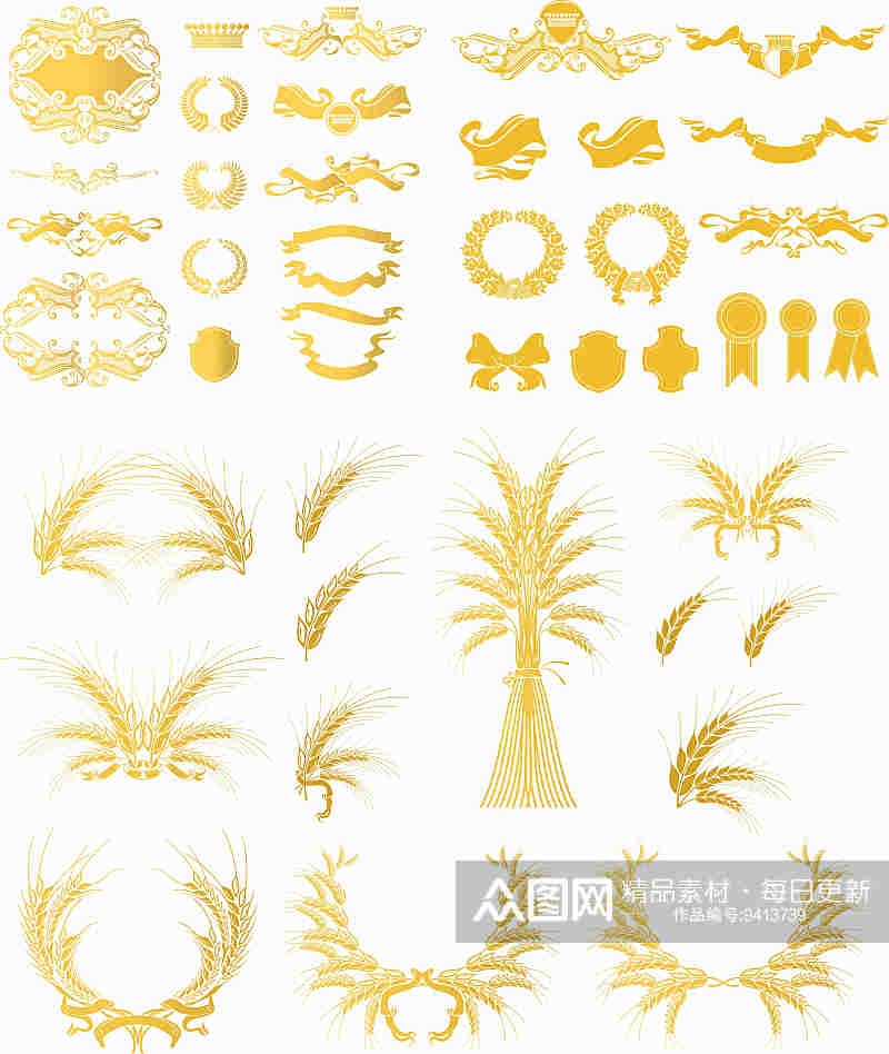 欧式风格金色花纹装饰元素矢量素材素材