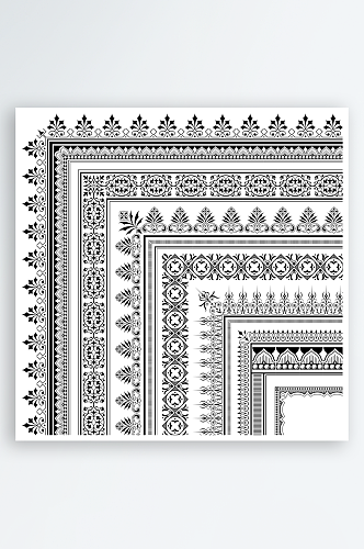 7款花纹边角装饰框矢量素材