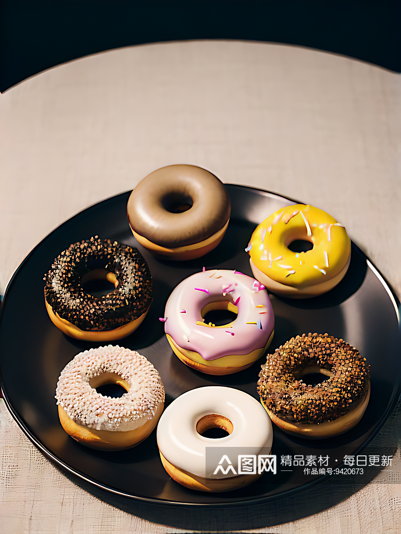 写实风彩色甜甜圈AI数字艺术素材