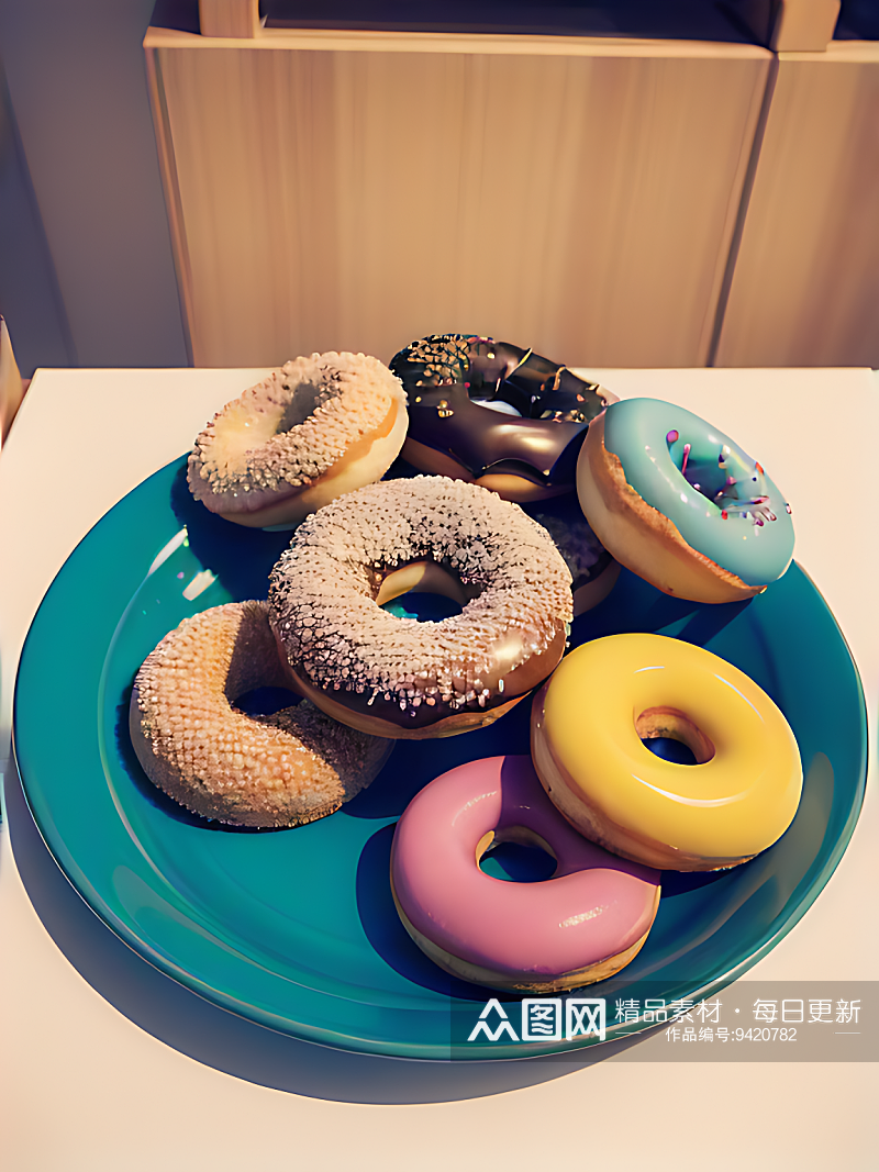 AI数字艺术写实风彩色甜甜圈素材