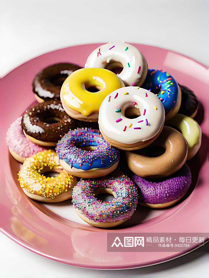 AI数字艺术写实风彩色甜甜圈素材