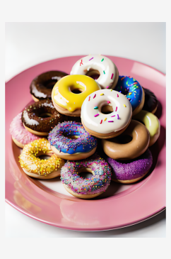 AI数字艺术写实风彩色甜甜圈