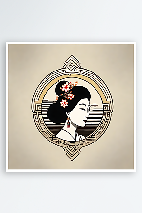 古代女性扁平风插画AI数字艺术素材下载-众图网