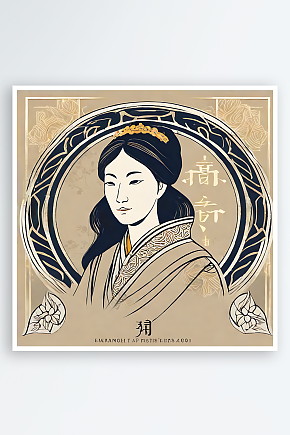 古代女性扁平风插画AI数字艺术素材下载-众图网