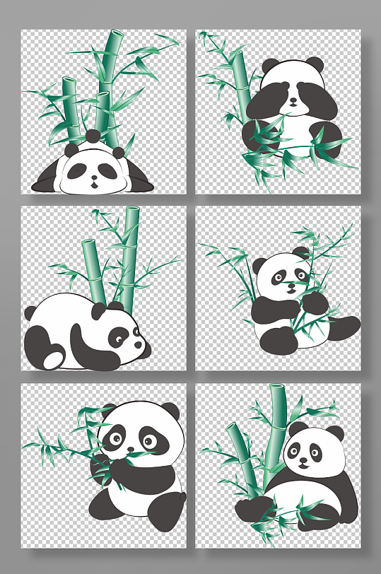 简约大气可爱熊猫动物元素插画