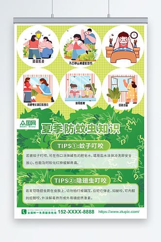 绿色创意夏季防蚊虫知识海报